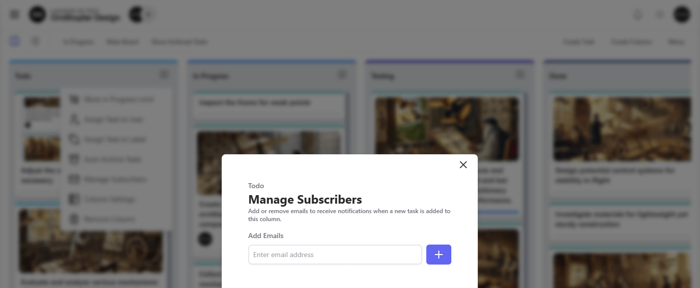 GitScrum Manage Subscribers